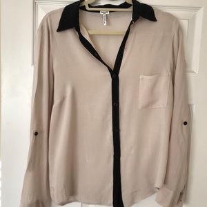 Splendid Cream/Black Longsleeve Blouse